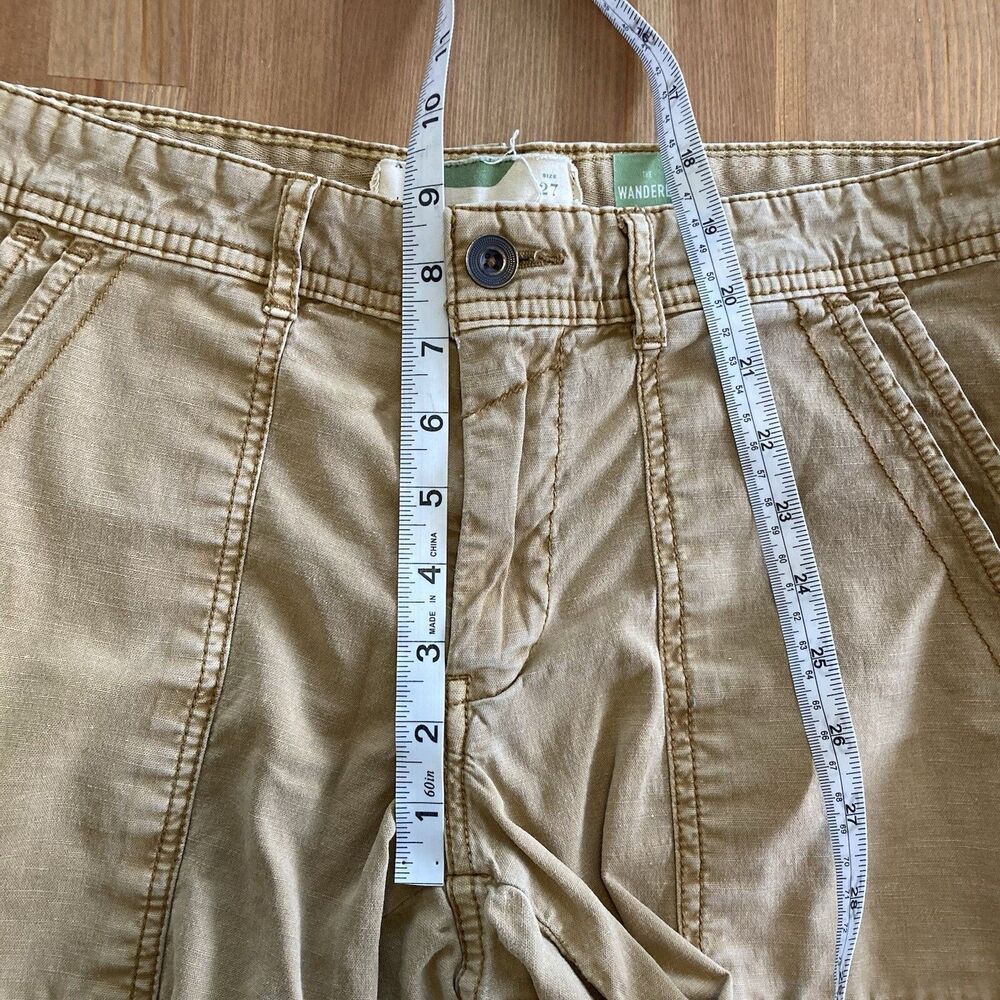 By Anthropologie Pants Size 27 Khaki The Wanderer Cotton Linen Blnd Straight Leg - Picture 13 of 15